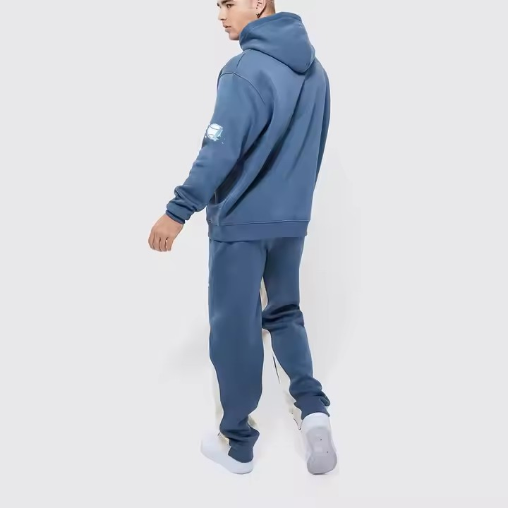 Wholesales Streetwear Tracksuit Cotton Custom Embroidered Logo Heavyweight Tracksuit Hoodies Oversized Baggy Tracksuitsfor Men