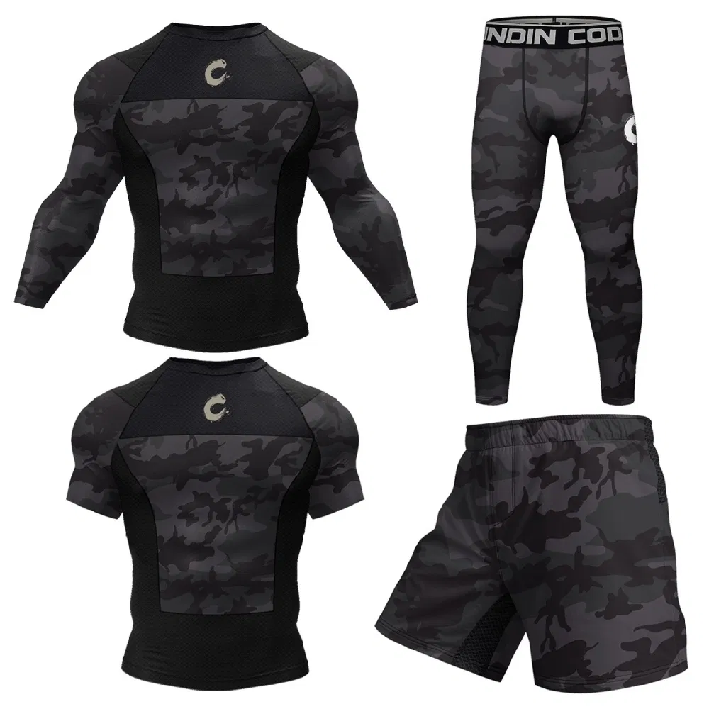Men's Athletic 4-Piece Set Running and Fitness Clothing Custom 3D Digital Prints Outdoor Gym Wear for Muscular Men
