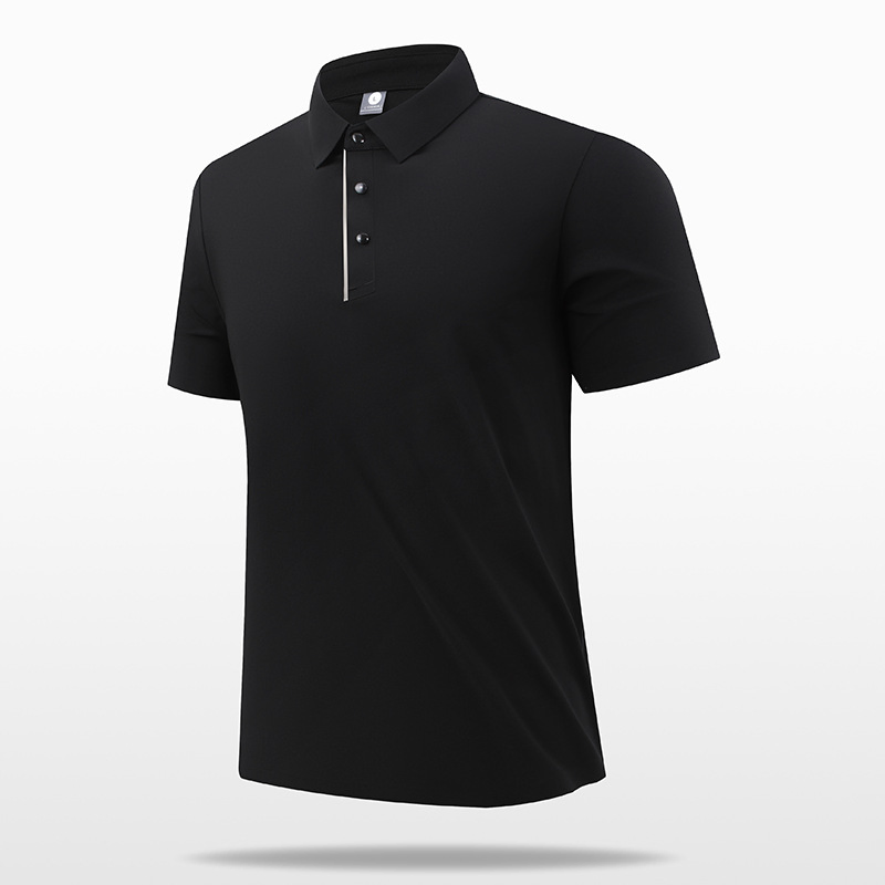 Polo Shirt Senior Sense Men's Business Seamless Ice Silk T-Shirt Men's Lapel Loose Print Top Fashion Short Sleeve Fitness