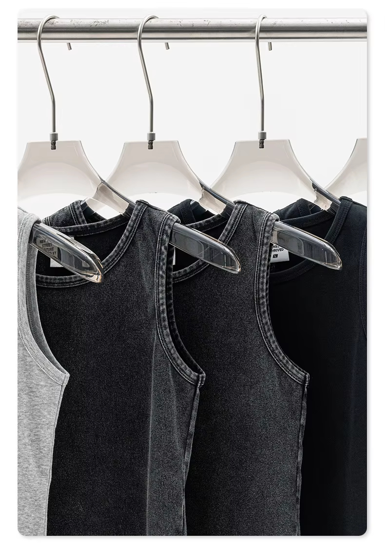 Custom Tank Tops Summer Plus-Size Oversized Men's Wear Base Vest Wearable Outside Solid Blank Washed Sleeveless T-Shirt for Men