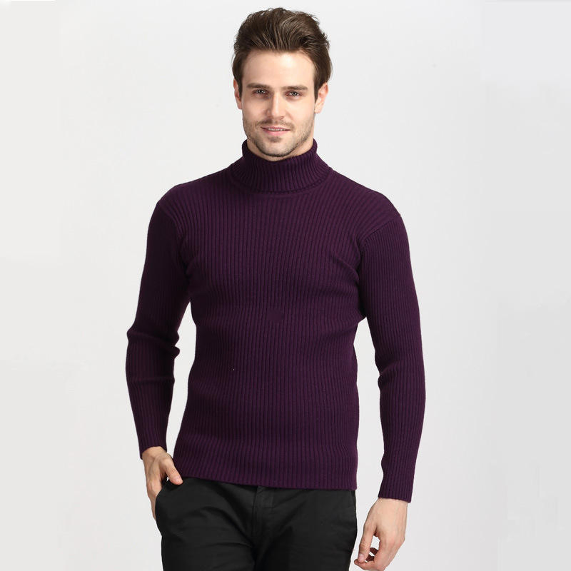 OEM Custom Winter Solid Turtleneck Knitwear Men Knitted Pullover Sweater