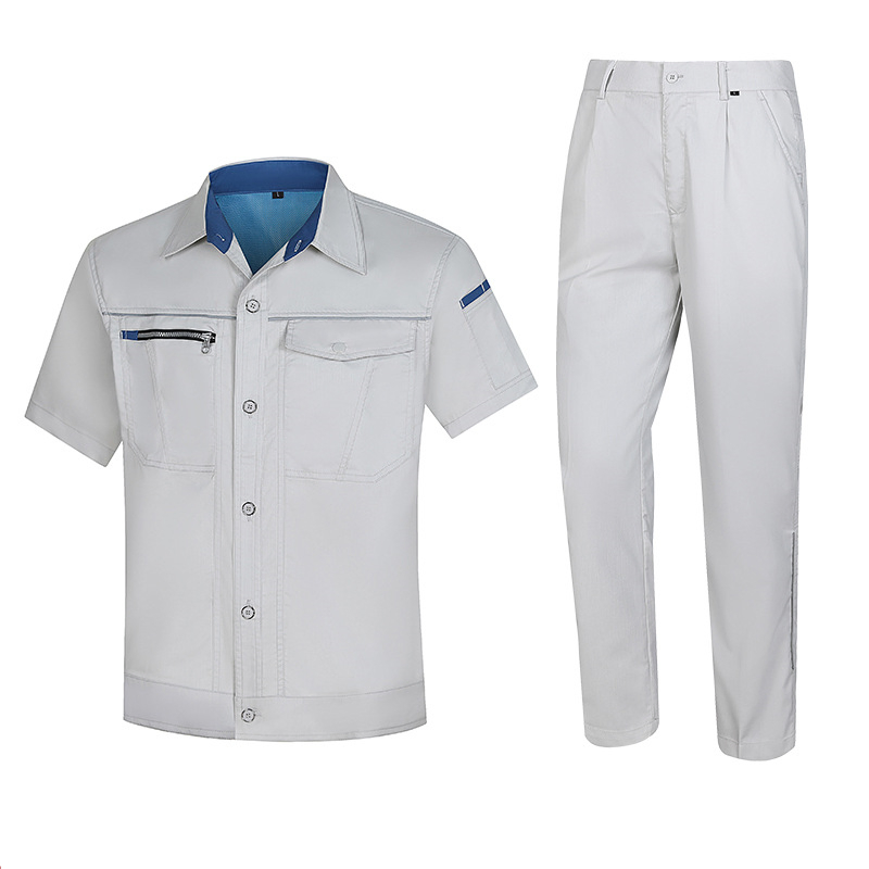 Versatile Cotton Summer Men's High-End Work Protection Suit Workwear with Thin Wear-Resistant and Anti-Static Short-Sleeved Workwear