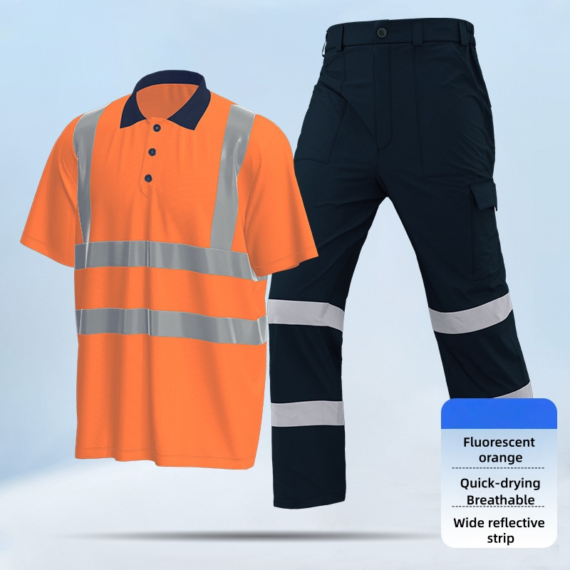High Visibility Yellow &amp; Orange Construction Workwear Uniform with Reflective Stripe for Men