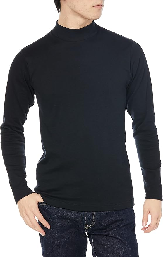Men's Black Turtleneck Long-Sleeve T Shirt Slim Fit Basic Inner Wear Soft Stretchy Casual Top