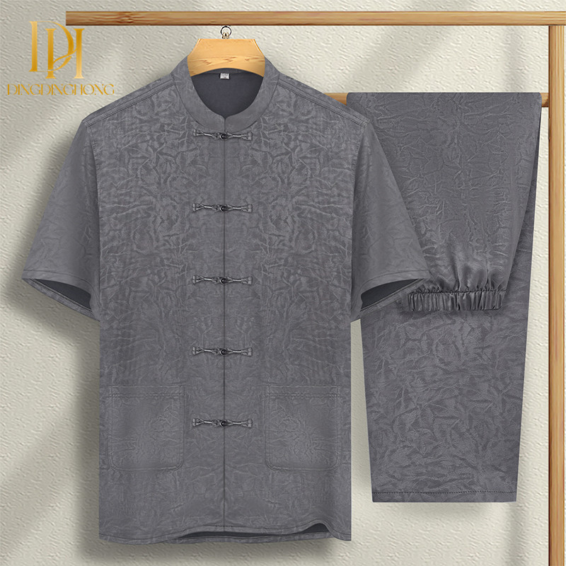 Chinese Summer Short-sleeved Middle-aged and Elderly Men's Hanfu Dad and Grandpa Chinese Traditional Ethnic Style Clothing