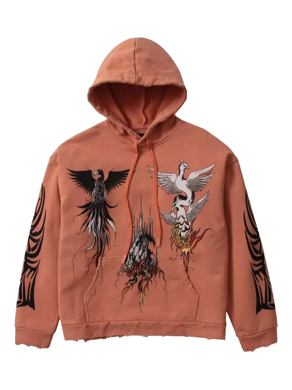Custom Embroidered Distressed Print Heavyweight Hoodie