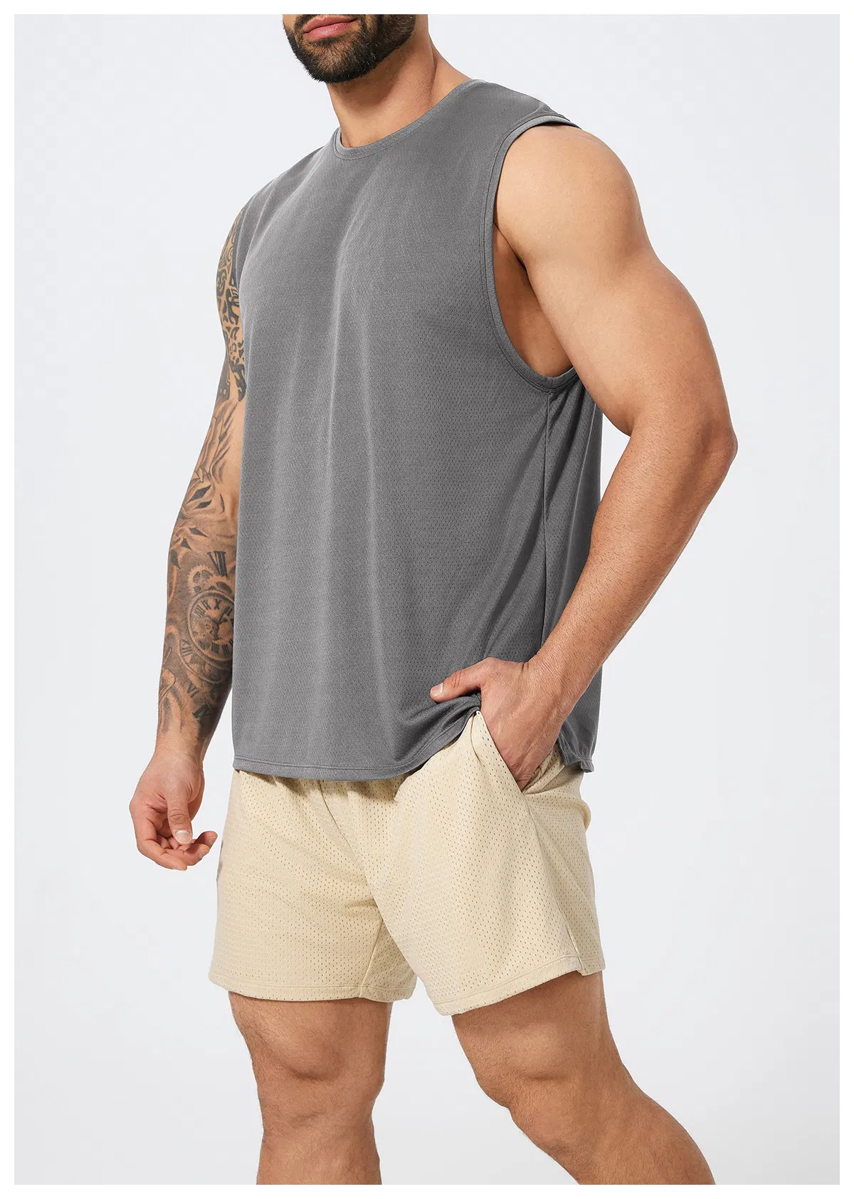 Factory Wholesale Sleeveless Training Teee Muscle Tank Tops for Men's Workout Sports T-Shirt