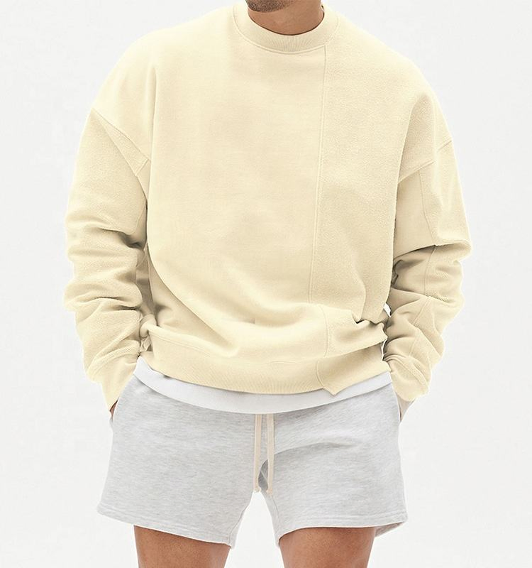 Factory High Quality Blank Oversize Fleece Pullover Sweatshirt Hoodie Custom Logo Men Crewneck Solid Color Sweatshirts
