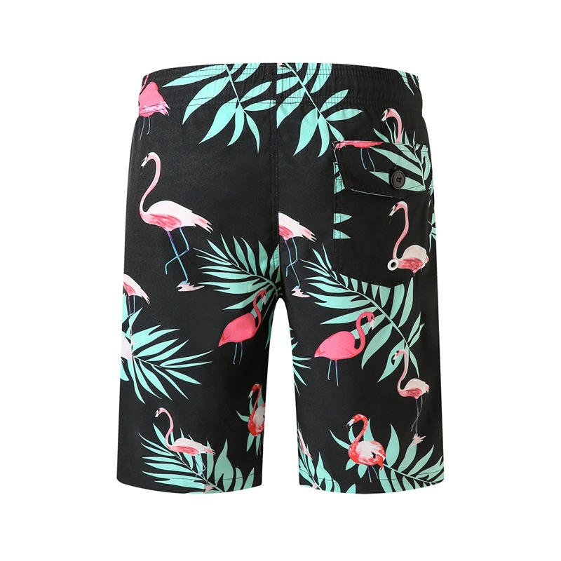 Men Flamingo Printing Loose Plus Size Swimming Surf Beach Shorts Casual Wear