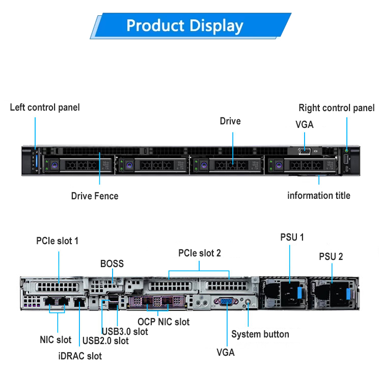 Wholesale In Stock Shenzhen PowerEdge R450 1U Rack Mount 1U Dell Workstation Servers Rack Nas Precision Xeon Server