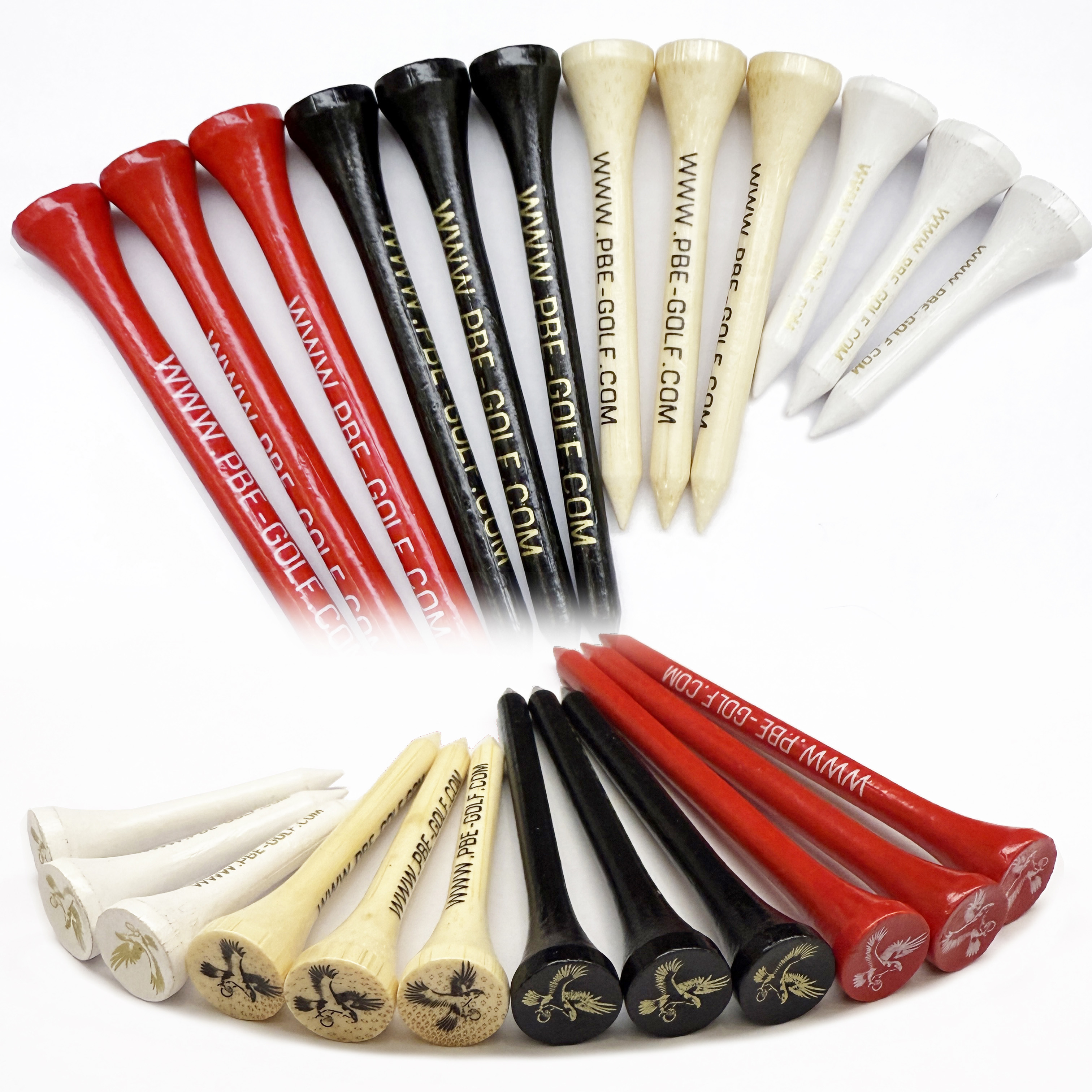 Factory Customized 4 Prongs Golf Tees 70mm/83mm Bamboo With Custom Logo 1000 Tees/Bag