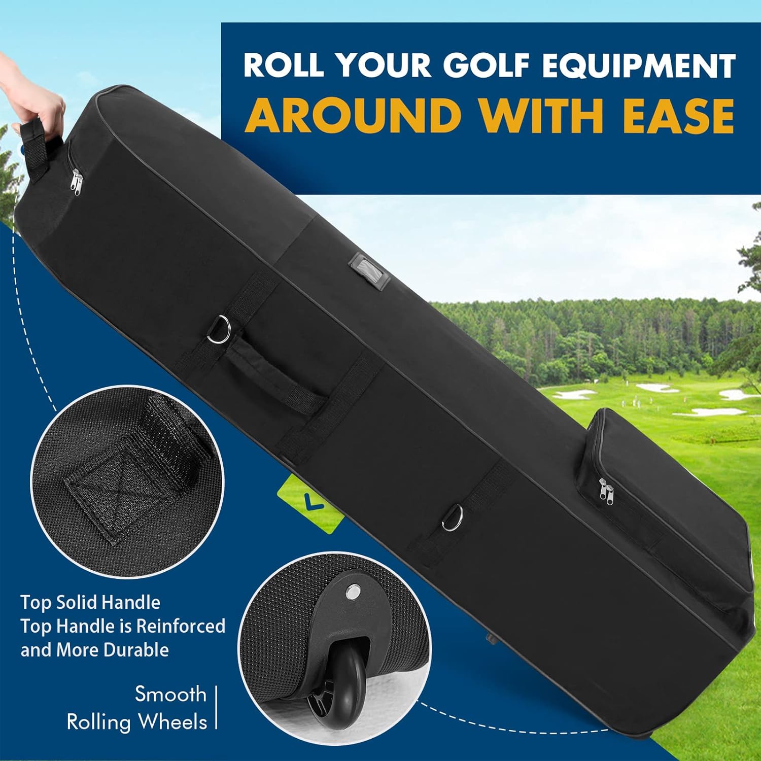 Padded Golf Travel Bags With Wheels Oxford Soft Sided Foldable Golf Club Travel Covers for AirlinesGolf Club Bag Protection