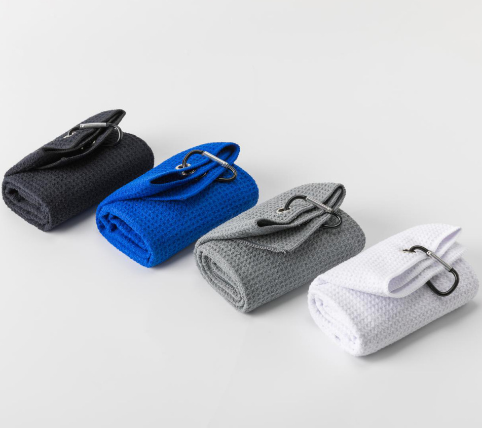 Free Sample Microfiber Woven Waffle Golf Ball Towels Custom Logo Eco-Friendly Quick-Dry Sports Cleaning Towels