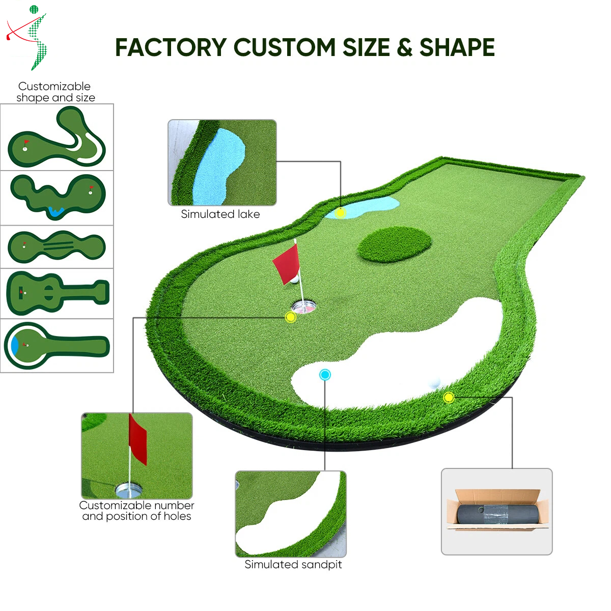 SXL Manufacturer Wholesale Indoor Outdoor Putting Green Portable Golf Green Simulator Golf Equipment Mini Golf Course