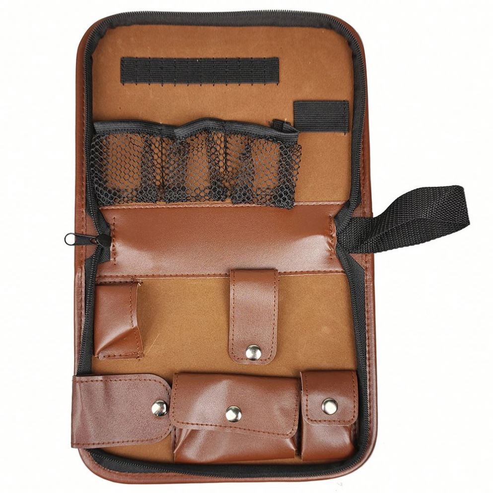 High Quality Brown Leather Golf Accessories Bag Large Capacity Multi-Functional Storage Set for Convenient Carry Multi-Purpose