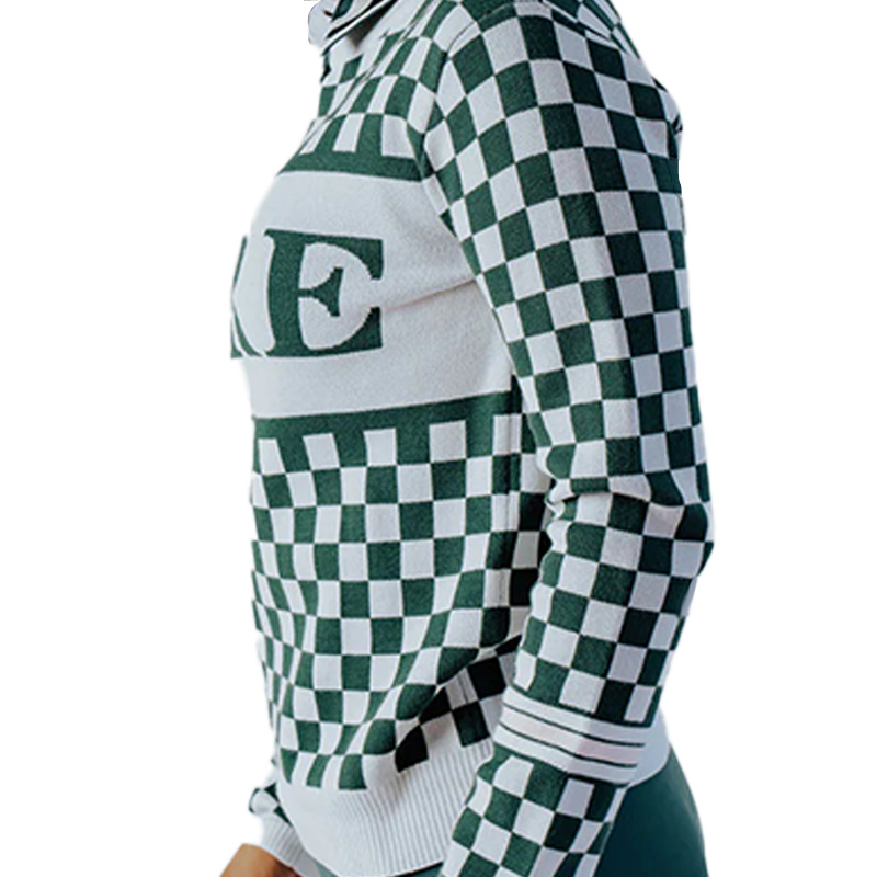 Wholesale Custom 100%Cotton Soft Checkered Knit Sweater Sporty Golf Tennis Knitwear Summer Spring 12GG High-Quality For Women