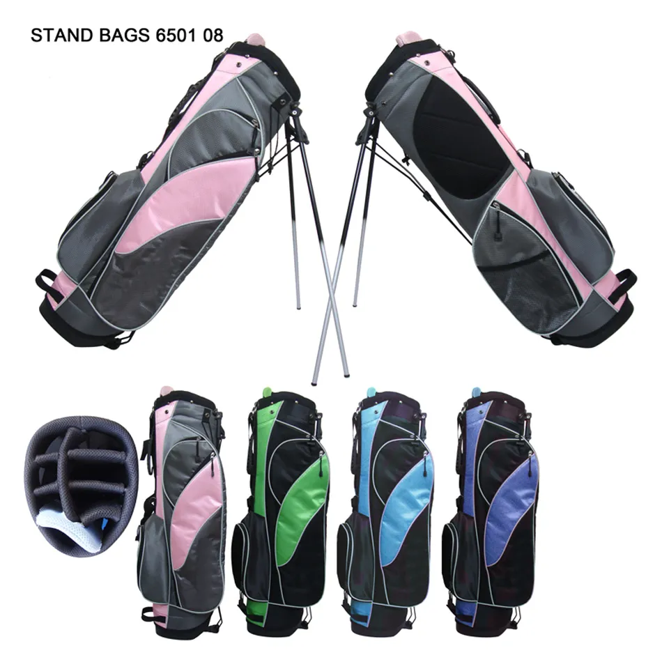 Customized Pink Light Weight Strong Quality Standing Golf Lady Stand Bag for Juniors