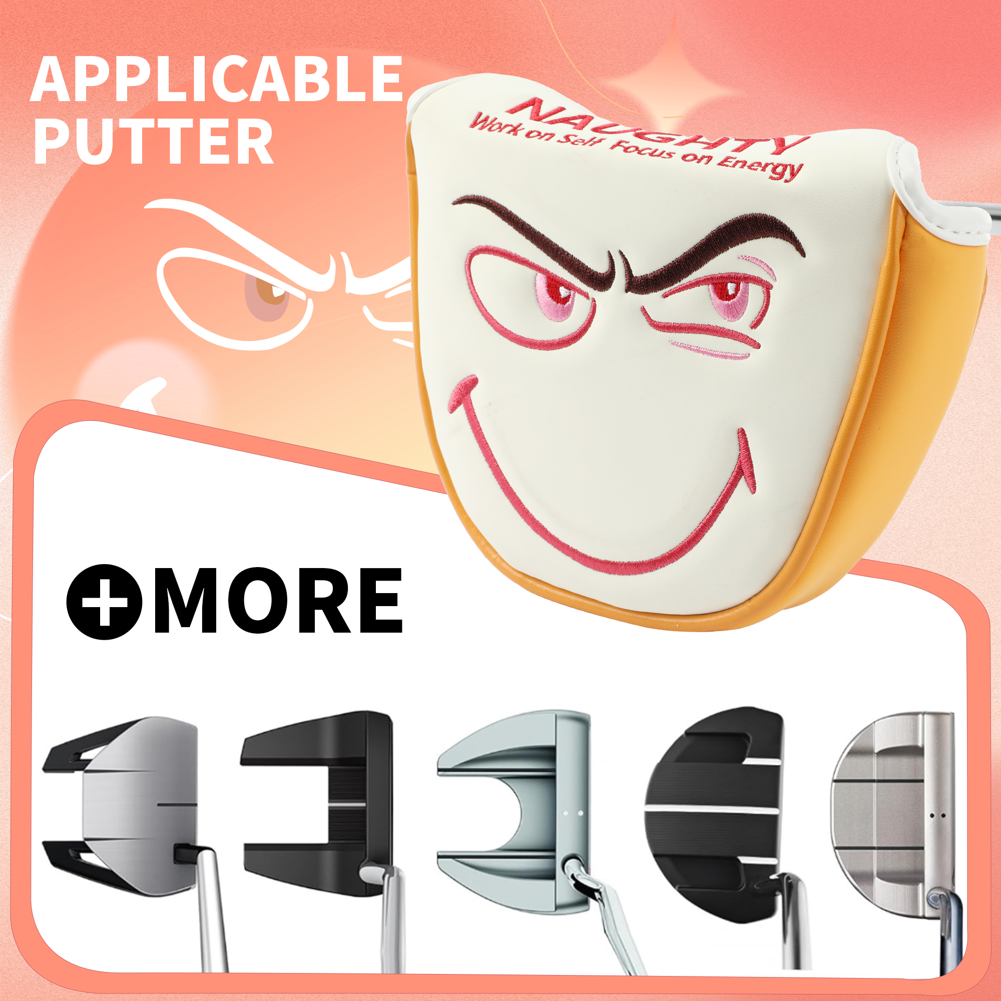 Golf Supplier Wholesale Price Golf Mallet Club Covers, Waterproof Magnetic Closure Premium Pu Putter OEM Custom Golf Headcover