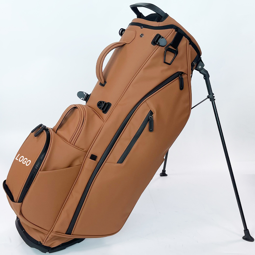 Factory Custom logo Embroidery Golf Stand Bag PU Leather Brown Sunday Bag Golf Bags for Sports