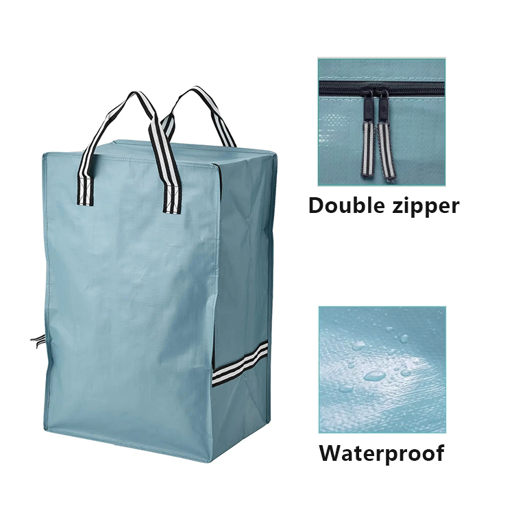 Customised Size Logo Color Printing Custom Travel Bags Zipper Portable Waterproof Pp Woven Clothes Storage Bag Storage Bag