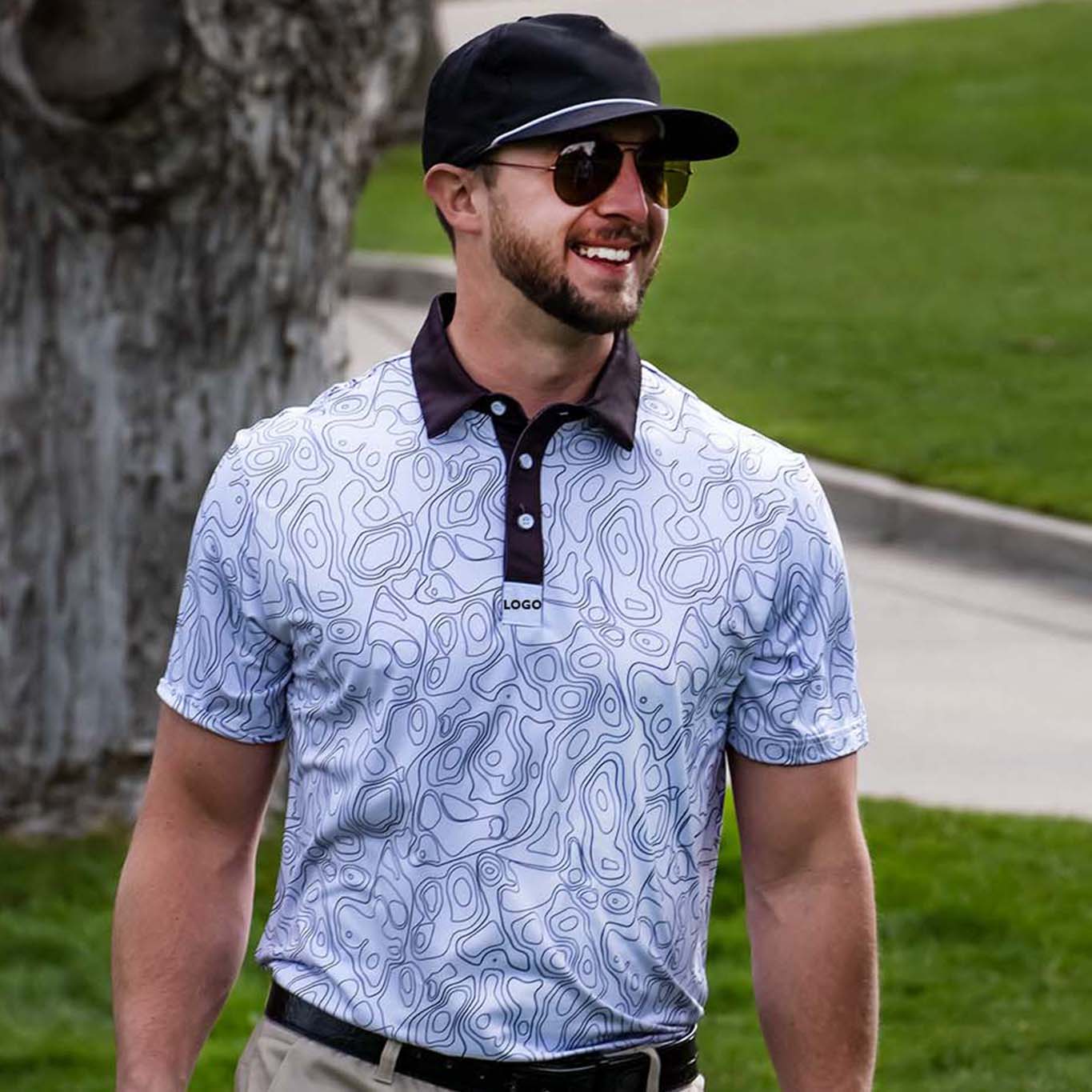 Customized Men's Golf Polo Organic High Spf 30 Full Print Sublimation Polyester 75% Spandex 25% Performance Golf Clothes Shirts