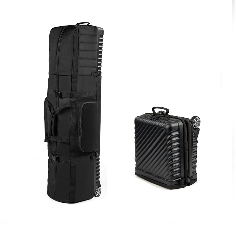 Collapsible ABS+nylon Waterproof Hardshell Golf Travel Cover Custom Golf Travel Bag with Wheels