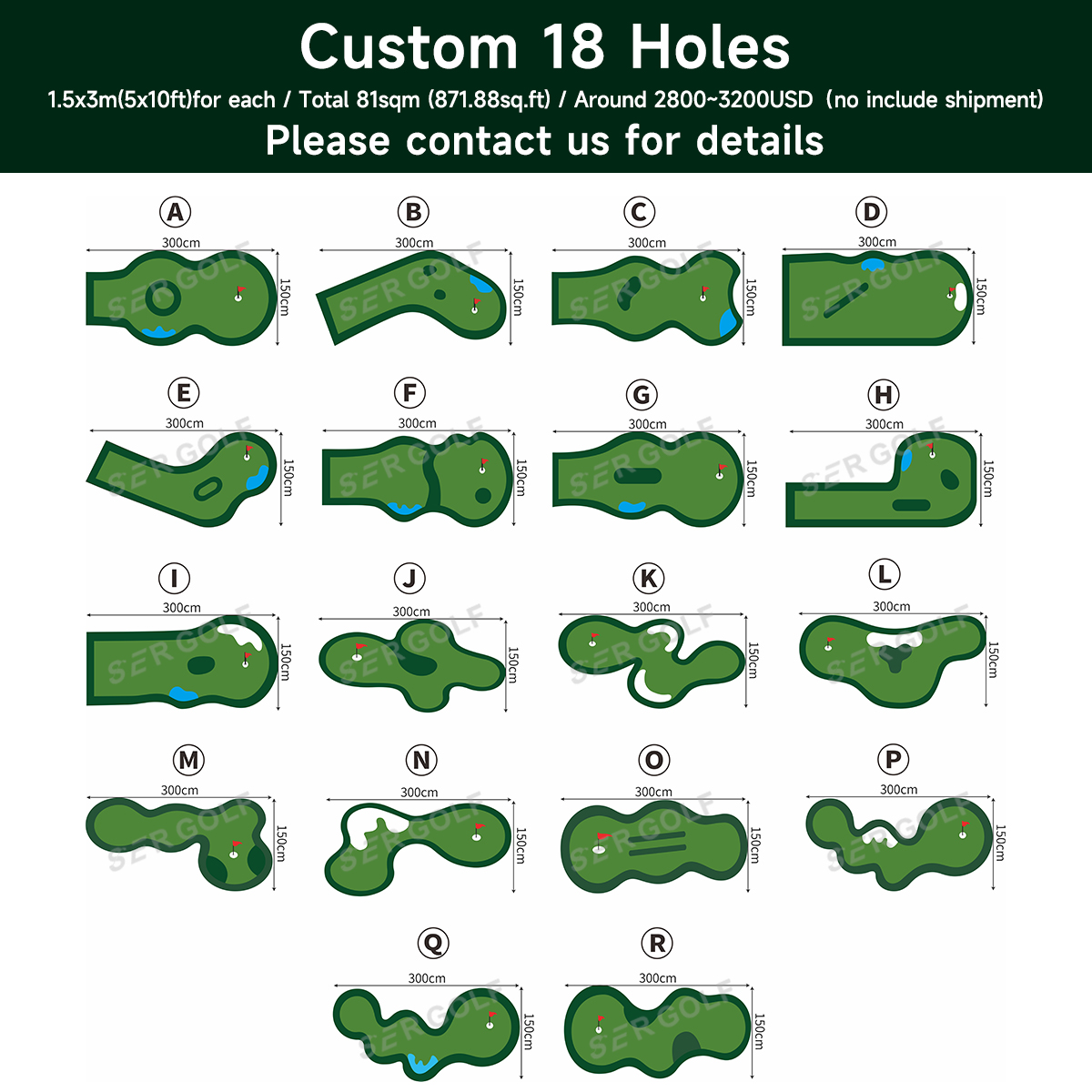 SER Portable Training Mat Golf Putting Green Simulator Golf Equipment Mini Golf Course