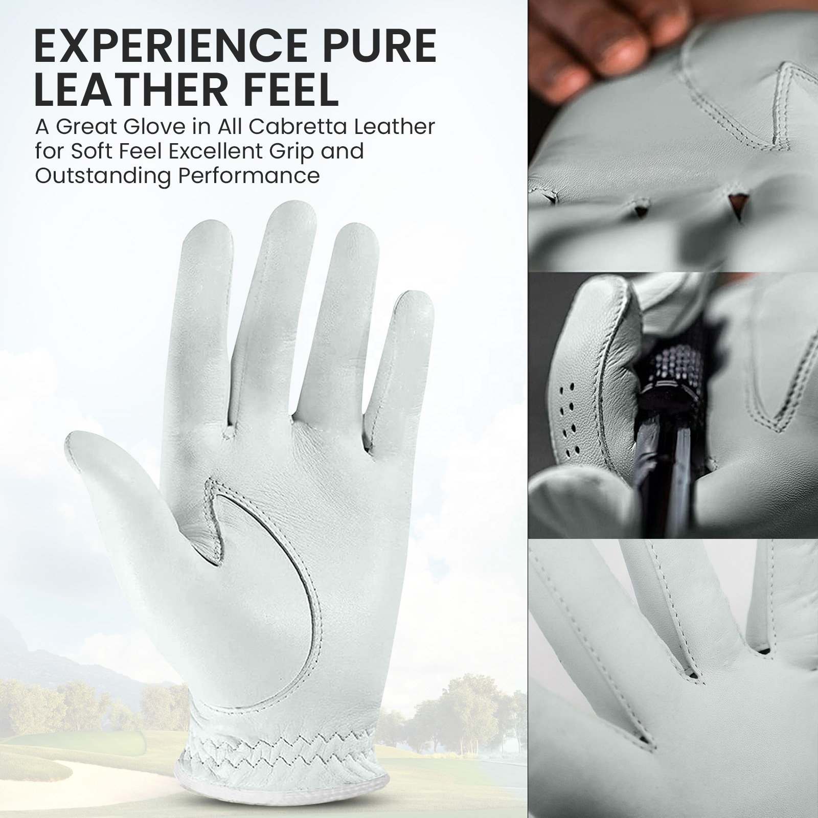 China Manufacture Wholesale Custom Logo Premium Quality Female Left Hand Right Hand Golf Cabretta Leather Golf Gloves Sheepskin