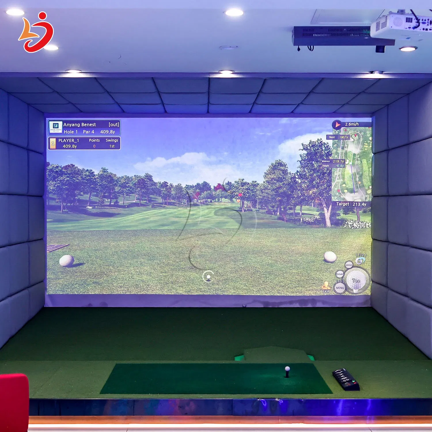 Indoor Golf Simulator with Ar Projection Screen System