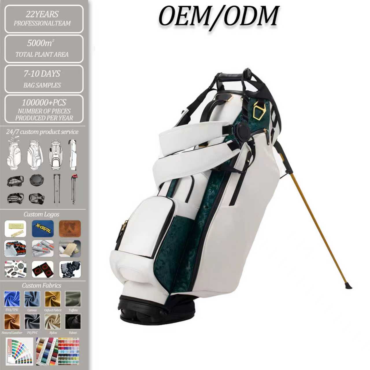 Manufacturer Personalized Custom Logo Professional Waterproof Lightweight Durable 6 Way PU Leather Hybrid Golf Stand Bag for Men