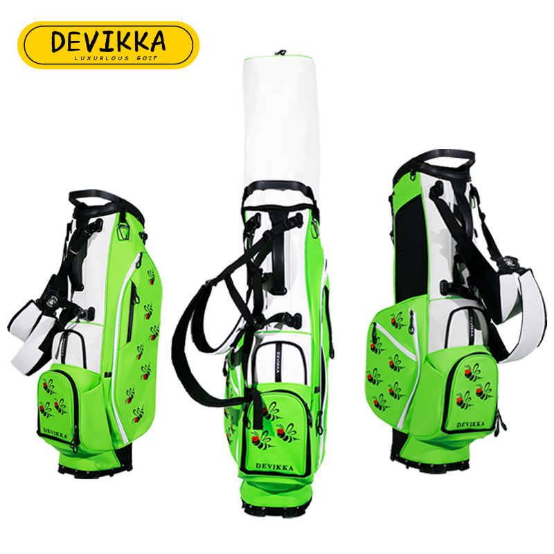 Devikka manufacturer 9" custom Logo Golf Stand Bag PU leather golf bags for Young People