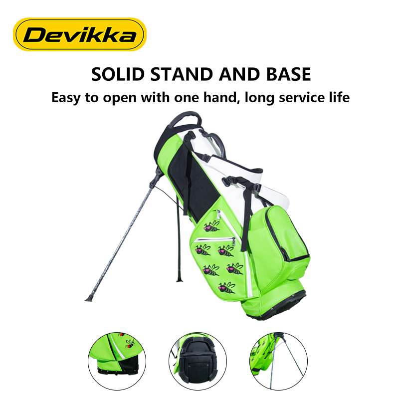 Devikka manufacturer 9" custom Logo Golf Stand Bag PU leather golf bags for Young People