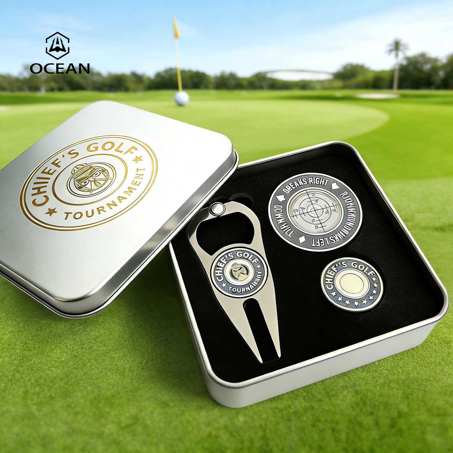 Direct Factory Custom Golf Gift Set Green Divot Repair Tool Hot Sales Golf Poker Chips Custom Logo Low Price Ball Markers