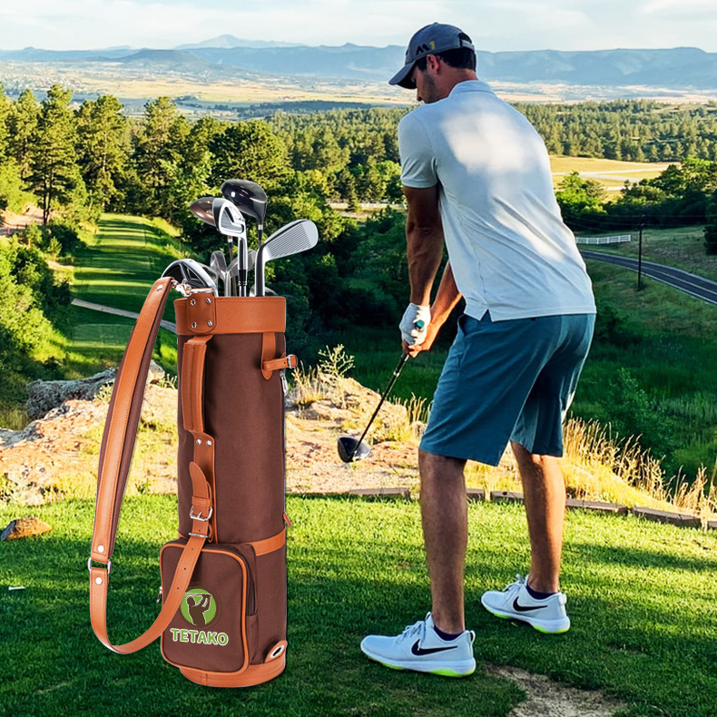 OEM PU Leather Outdoor Club Carry Staff Half Golf Bag Travel Storage Bag Waterproof Lightweight Portable Golf Accessories Bag
