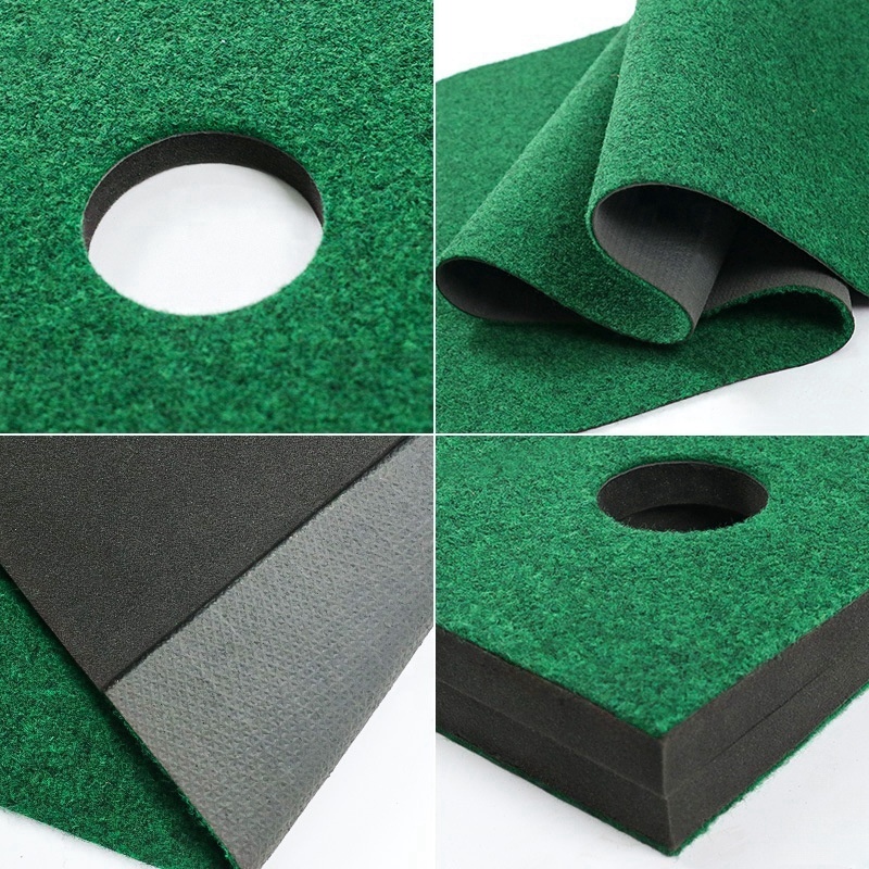 Wholesales Custom Golf Putting Game Set Green Mat Practice Golf Putting Green Mat with 2 Putters 6 Golf Balls 12 Cup Caps