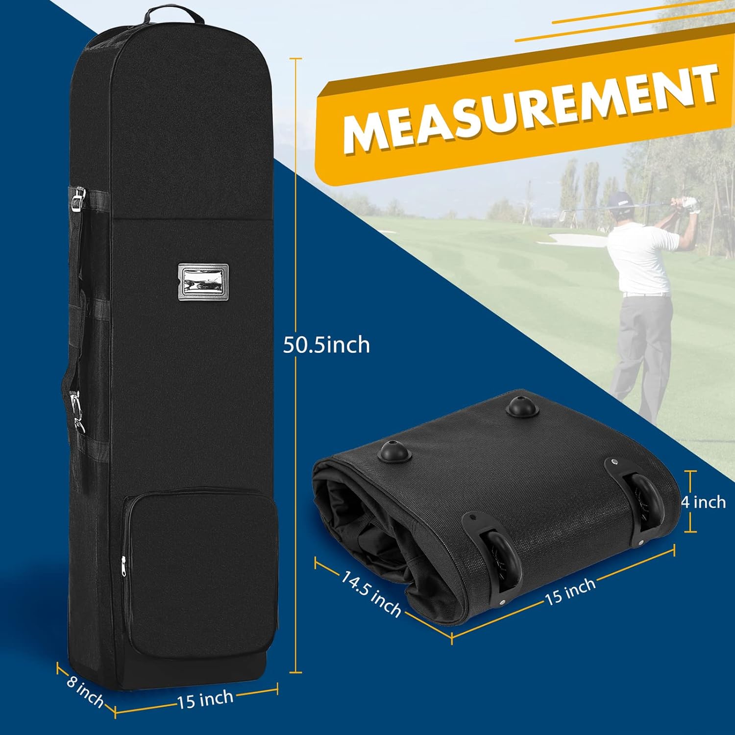 Padded Golf Travel Bags With Wheels Oxford Soft Sided Foldable Golf Club Travel Covers for AirlinesGolf Club Bag Protection
