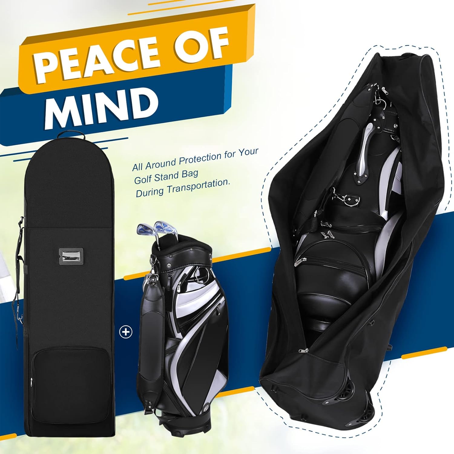 Padded Golf Travel Bags With Wheels Oxford Soft Sided Foldable Golf Club Travel Covers for AirlinesGolf Club Bag Protection