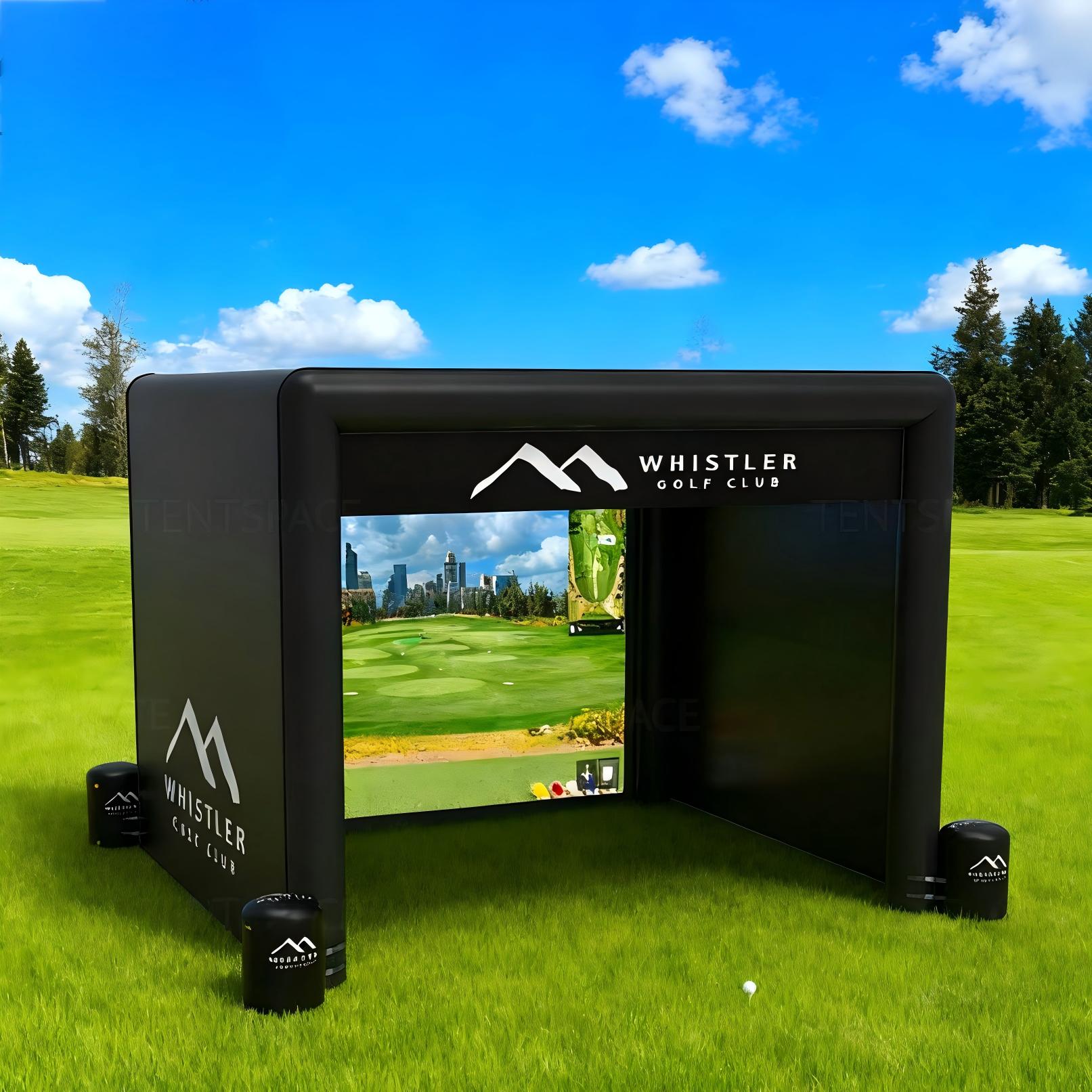 Factory Portable Golf Training Cage Inflatable Golf Simulator Projector Shooting Tent With Screen for Sale Golf Simulator Bay