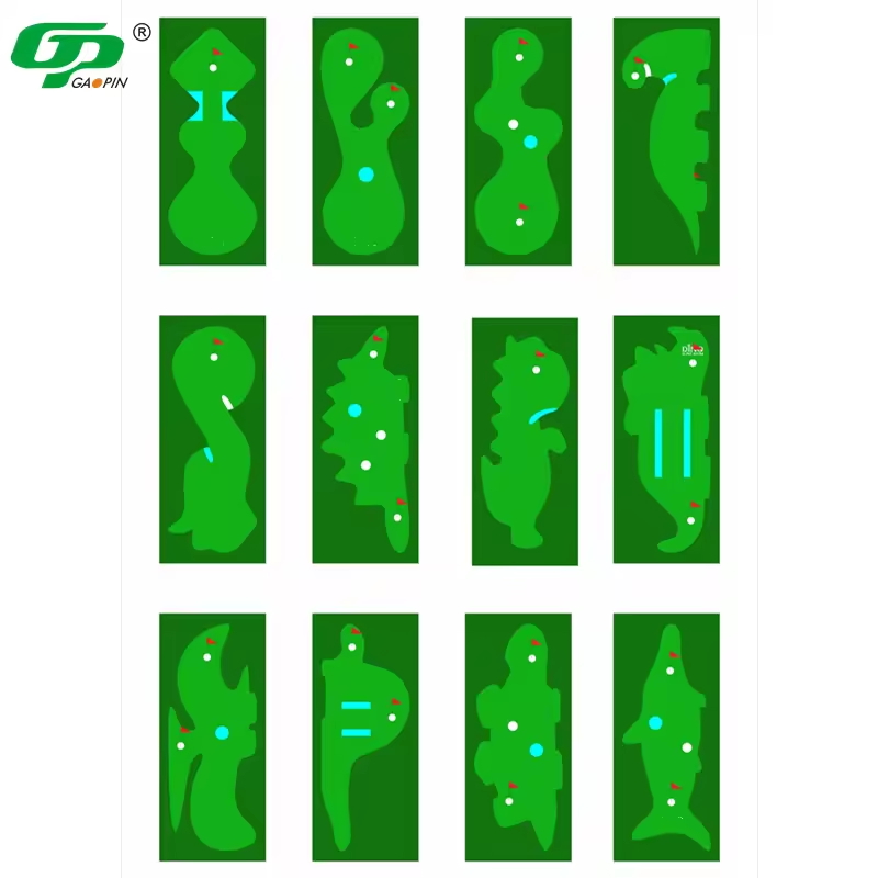 GP OEM Custom 18 Holes Artificial Grass Golf Putting Mat Mini Golf Course Practice Equipment Training Aids Putting Green