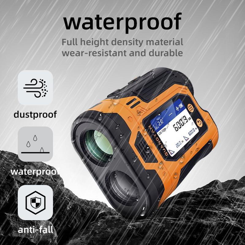 GuangYan Golf Slope Laser Rangefinder Orange ABS 600 Yards LCD 6X Magnification IP65 Protection 0.1M Accuracy Lithium Battery