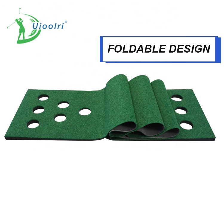 Wholesales Custom Golf Putting Game Set Green Mat Practice Golf Putting Green Mat with 2 Putters 6 Golf Balls 12 Cup Caps