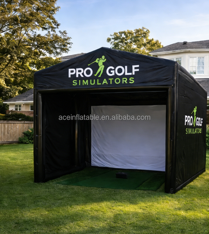 Portable Indoor Outdoor Golf Simulator Launch Monitor Hitting Bay Golf Simulator Impact Screen Inflatable Golf Enclosure Tent