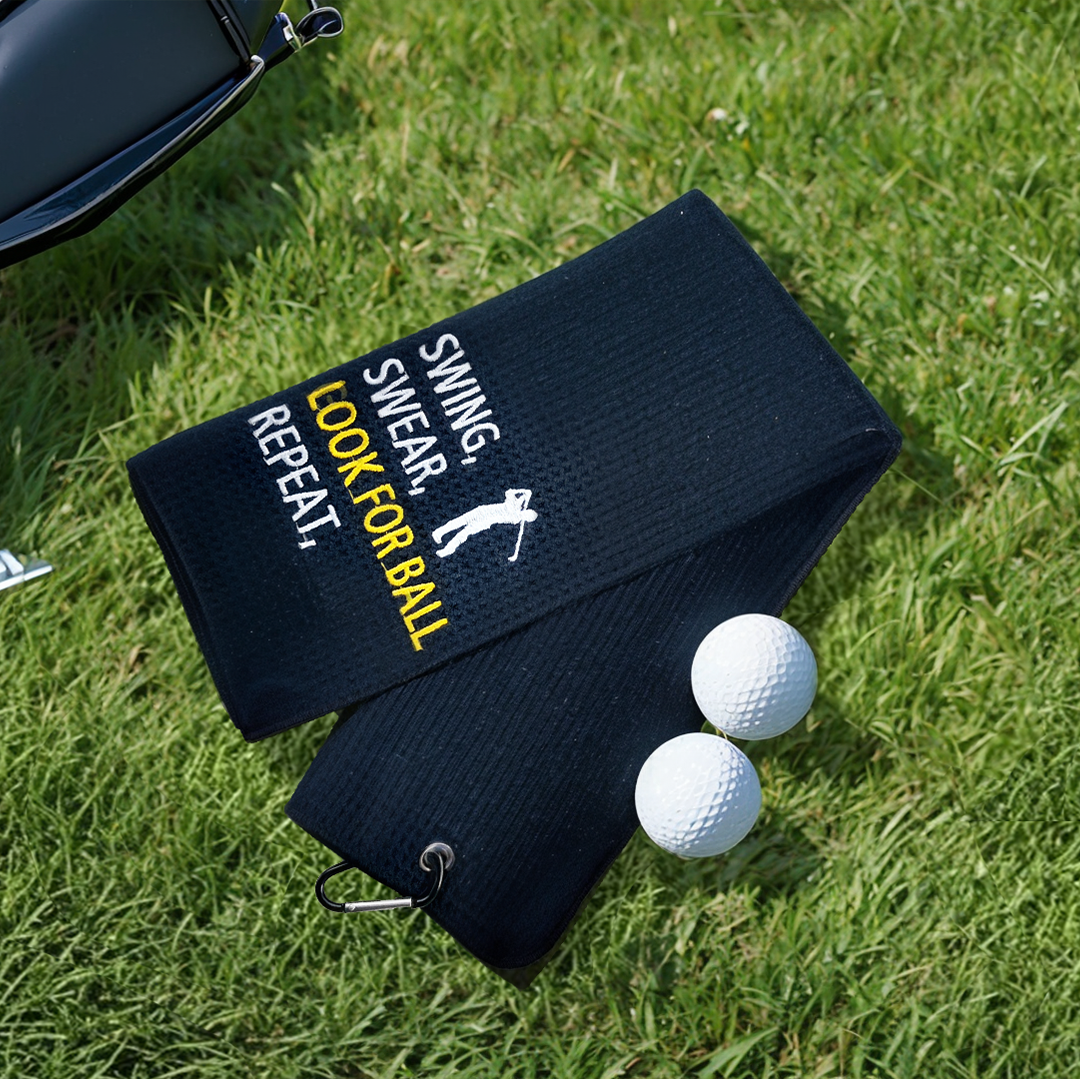 Custom Logo Printed Microfiber Woven Rectangle Quick-Dry Golf Towel With Embroidery Logo