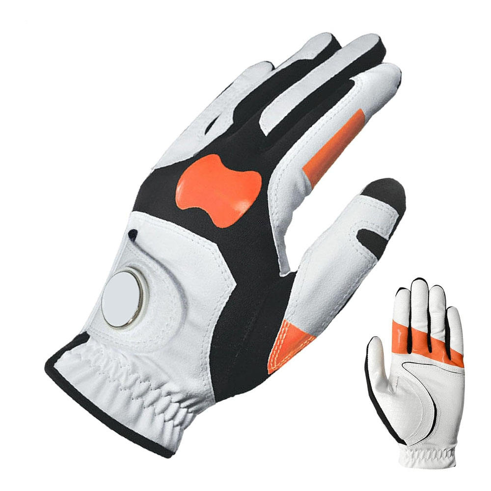 Durable Cabretta Leather Custom Printing Soft Sheepskin Golf Gloves with Breathable Palm Protection