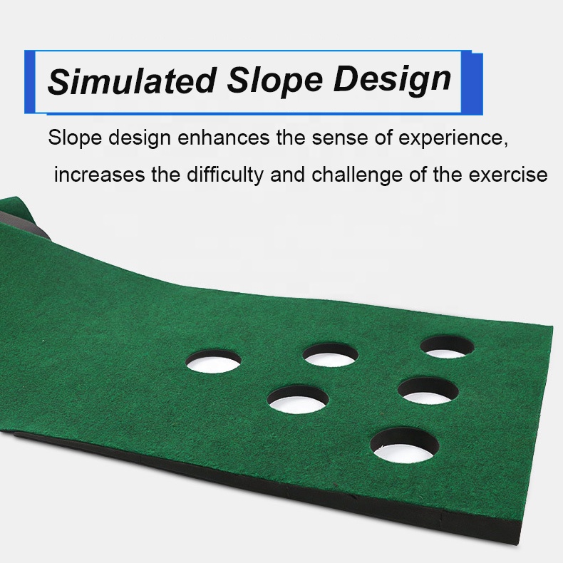Wholesales Custom Golf Putting Game Set Green Mat Practice Golf Putting Green Mat with 2 Putters 6 Golf Balls 12 Cup Caps