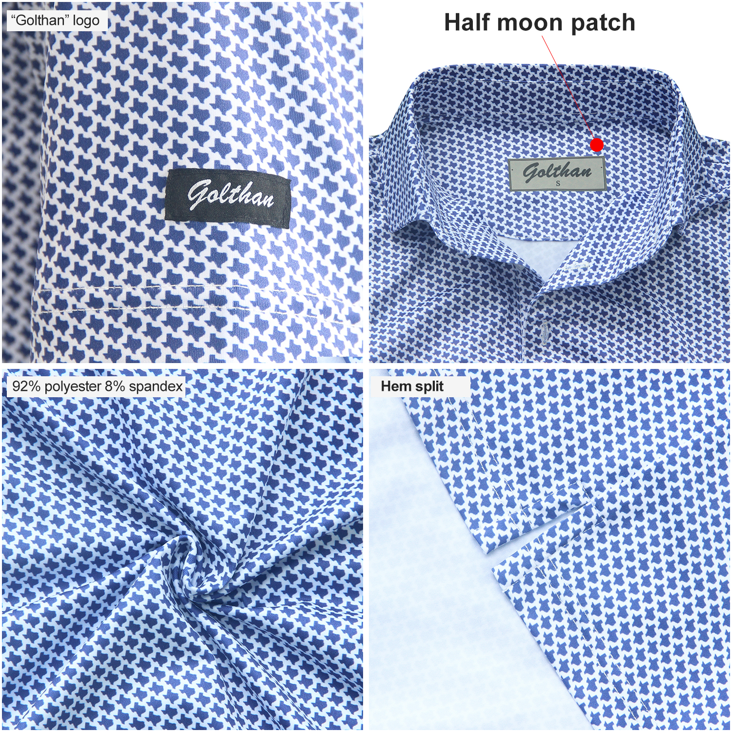 Custom Logo Design 80% Polyester 20% Spandex Pattern Allover Printing Oversized Quick Dry Slim Fit Golf Polo Shirts