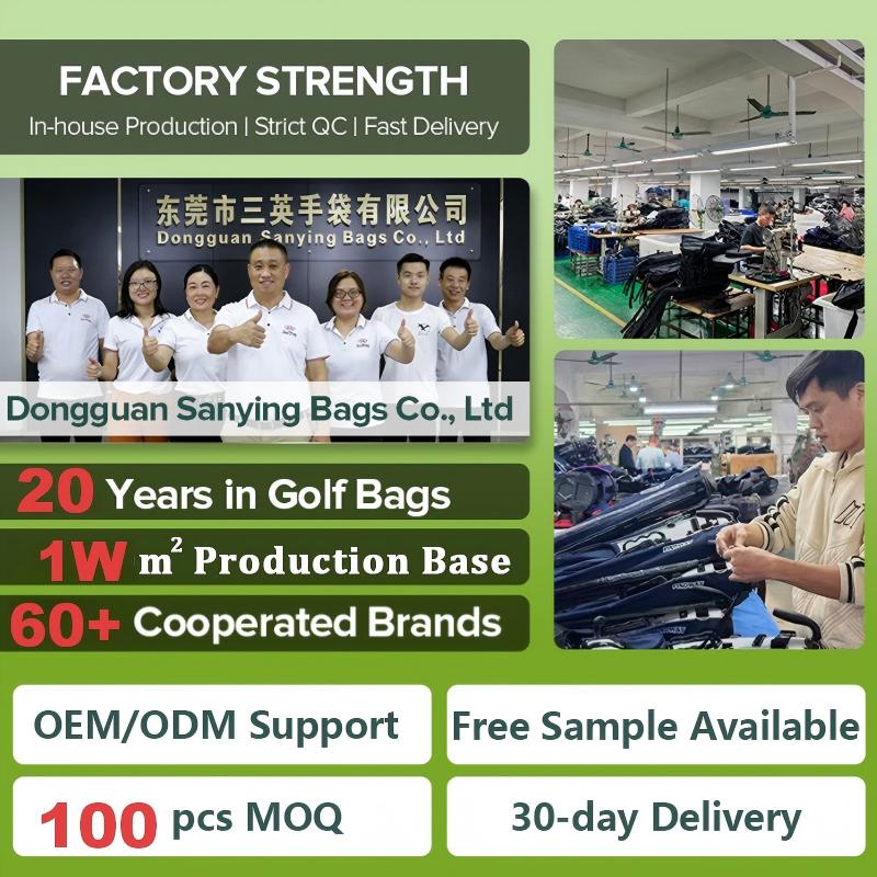 Wholesale PU Leather Lightweight Golf Cart Bag Multiple 10 Pockets 14-Way Dividers Adjustable Strap Golf Club Bag
