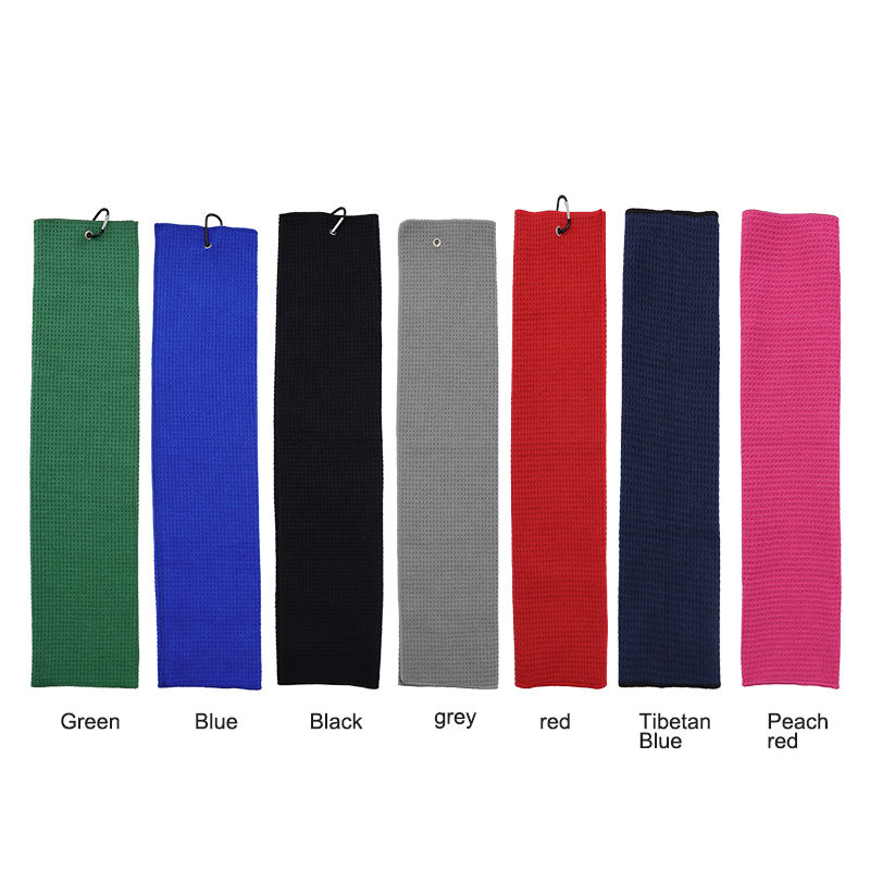 Free Sample Microfiber Woven Waffle Golf Ball Towels Custom Logo Eco-Friendly Quick-Dry Sports Cleaning Towels