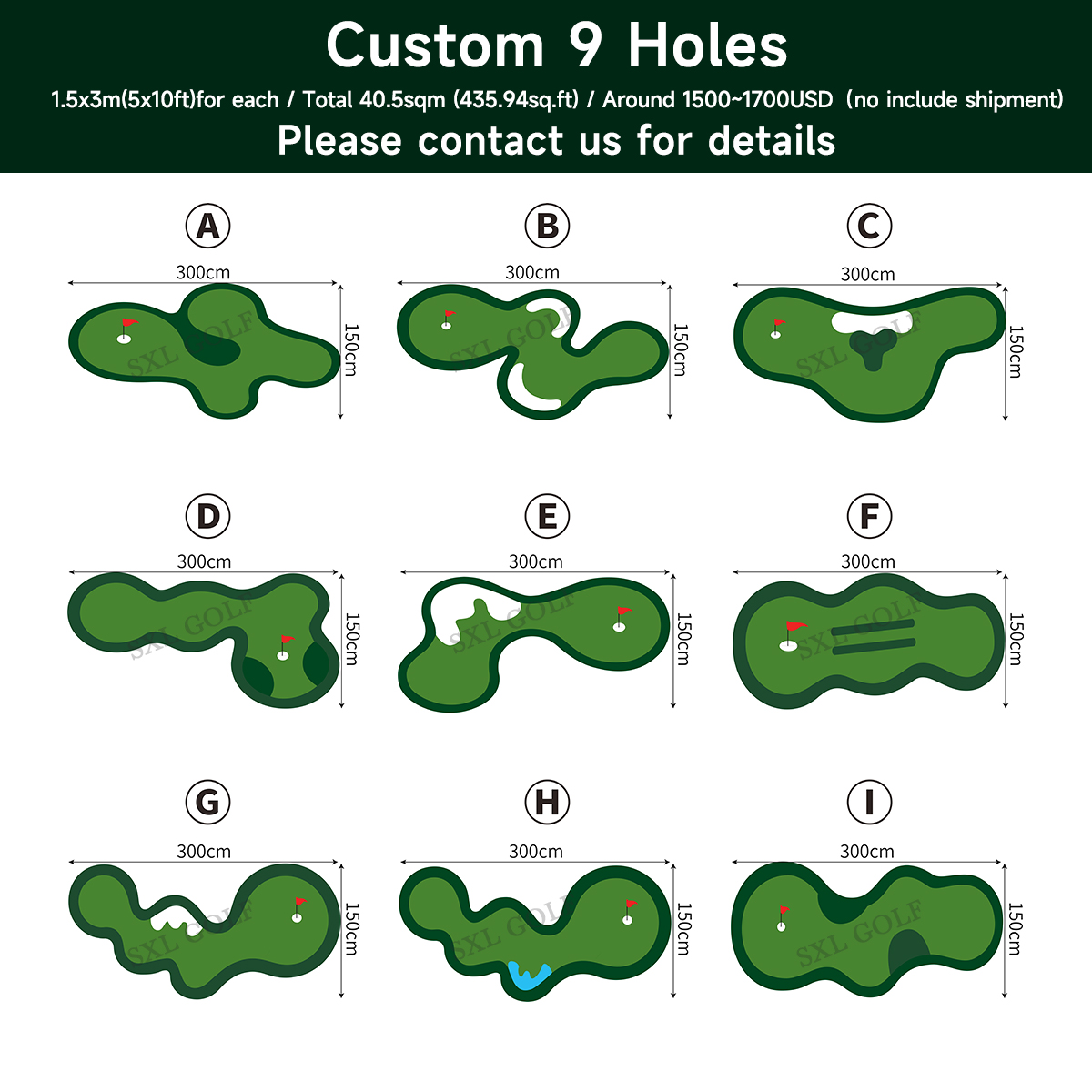 SXL Manufacturer Wholesale Indoor Outdoor Putting Green Portable Golf Green Simulator Golf Equipment Mini Golf Course