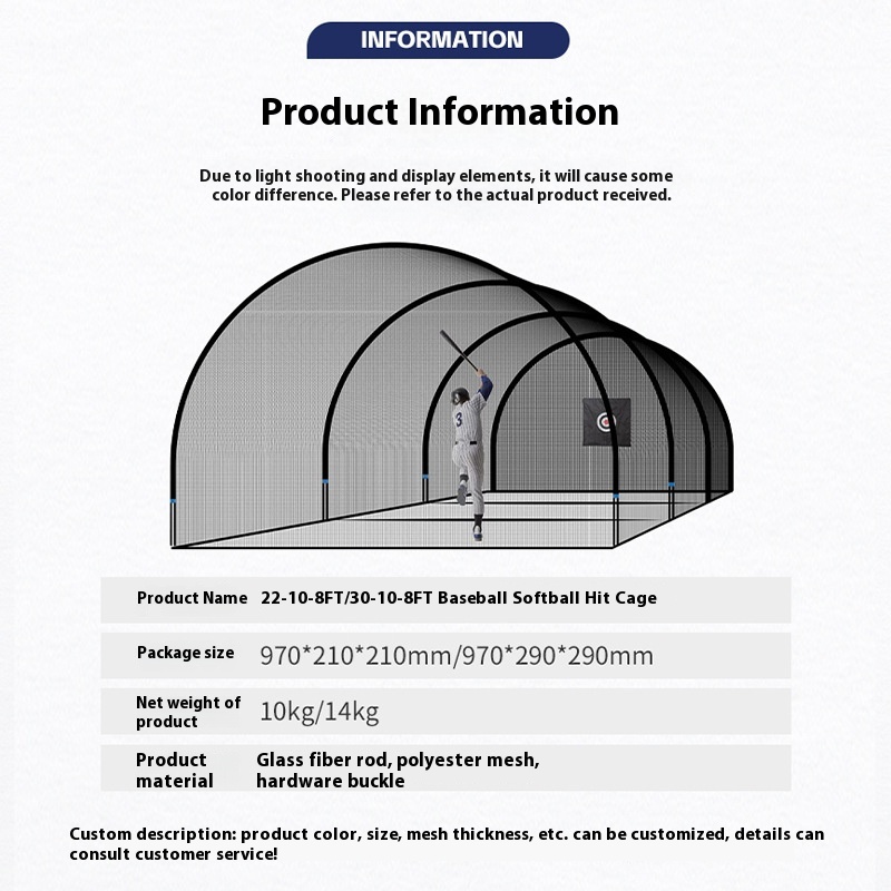 Custom-Made 22FT Portable Outdoor Training Equipment for Baseball Softball Golf Practice Net for Hitting Cage Training